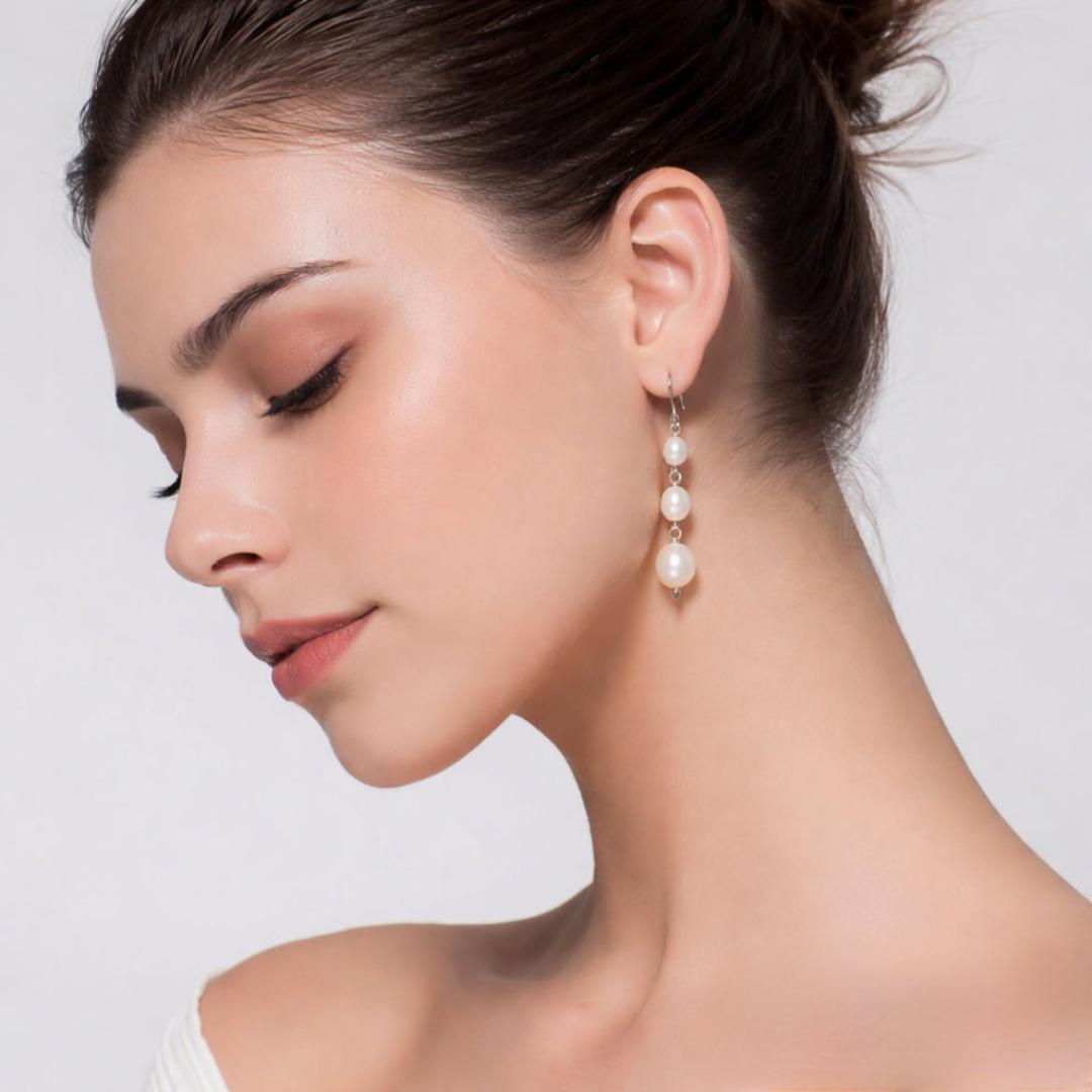 Boucle d'oreilles perle de culture goutte d'eau