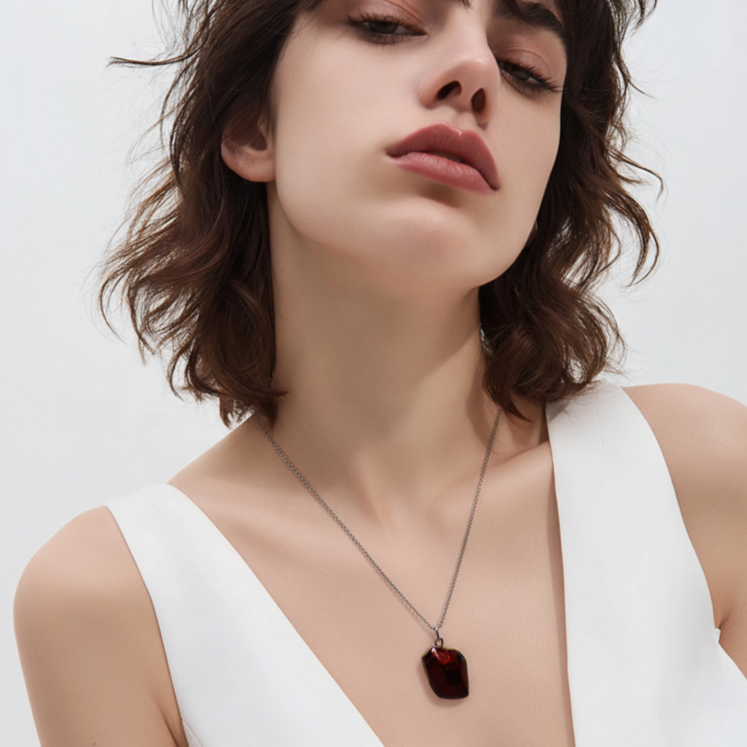 Collier Argent Grenat