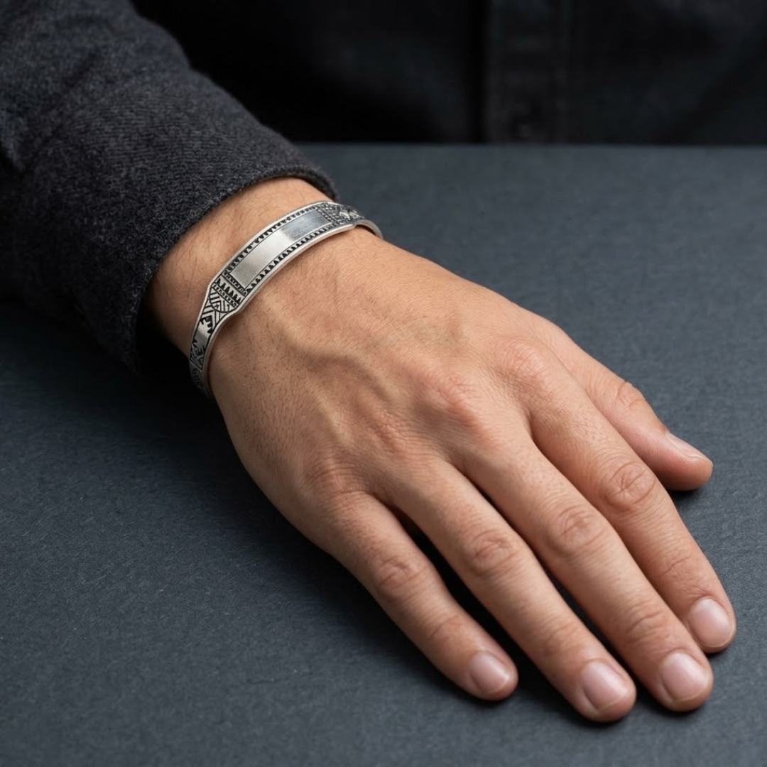 Bracelet Jonc Amazigh large en argent 925 unisexe – Image 3