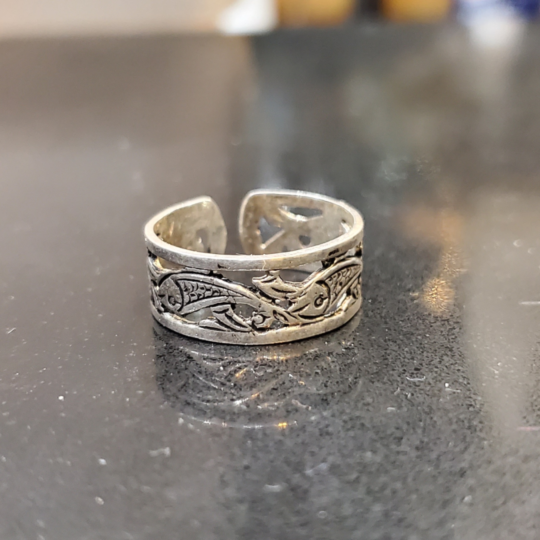 Bague Berbère Poisson en Argent 925 Ajustable & Fait Main | Lunja – Image 2