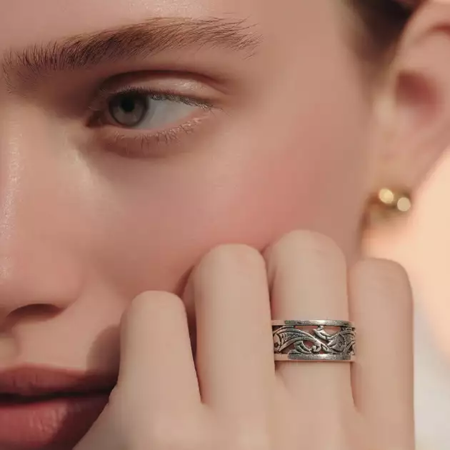 Bague Berbère Poisson en Argent 925 Ajustable & Fait Main | Lunja