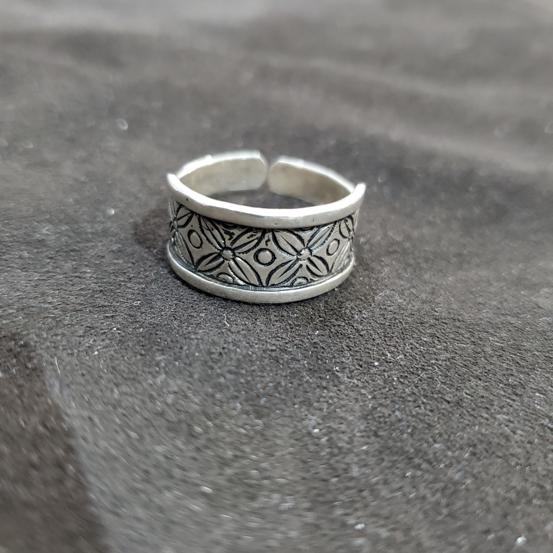 Bague Berbère en Argent 925 Largeur 1 cm Artisanat Amazigh Ajustable – Image 3