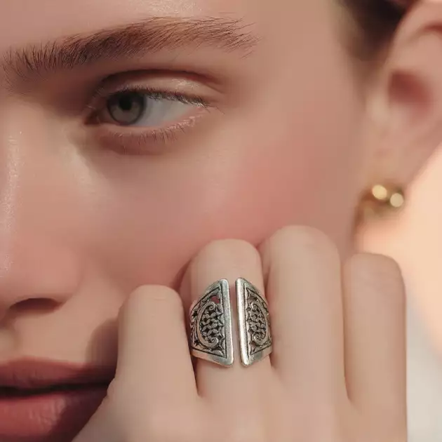 Bague Berbère Triangle en Argent 925 Artisanat Authentique