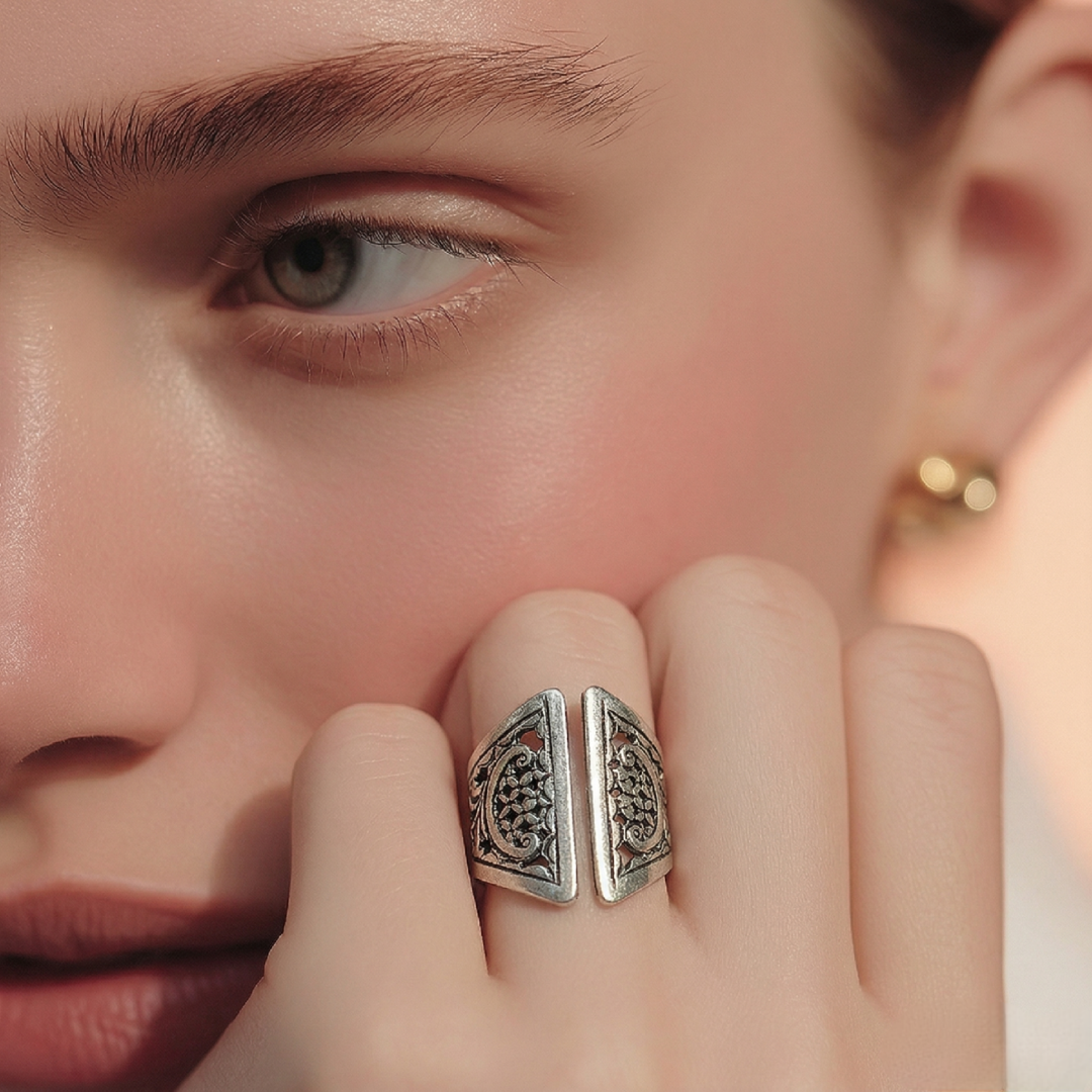 Bague Berbère Triangle en Argent 925 Artisanat Authentique