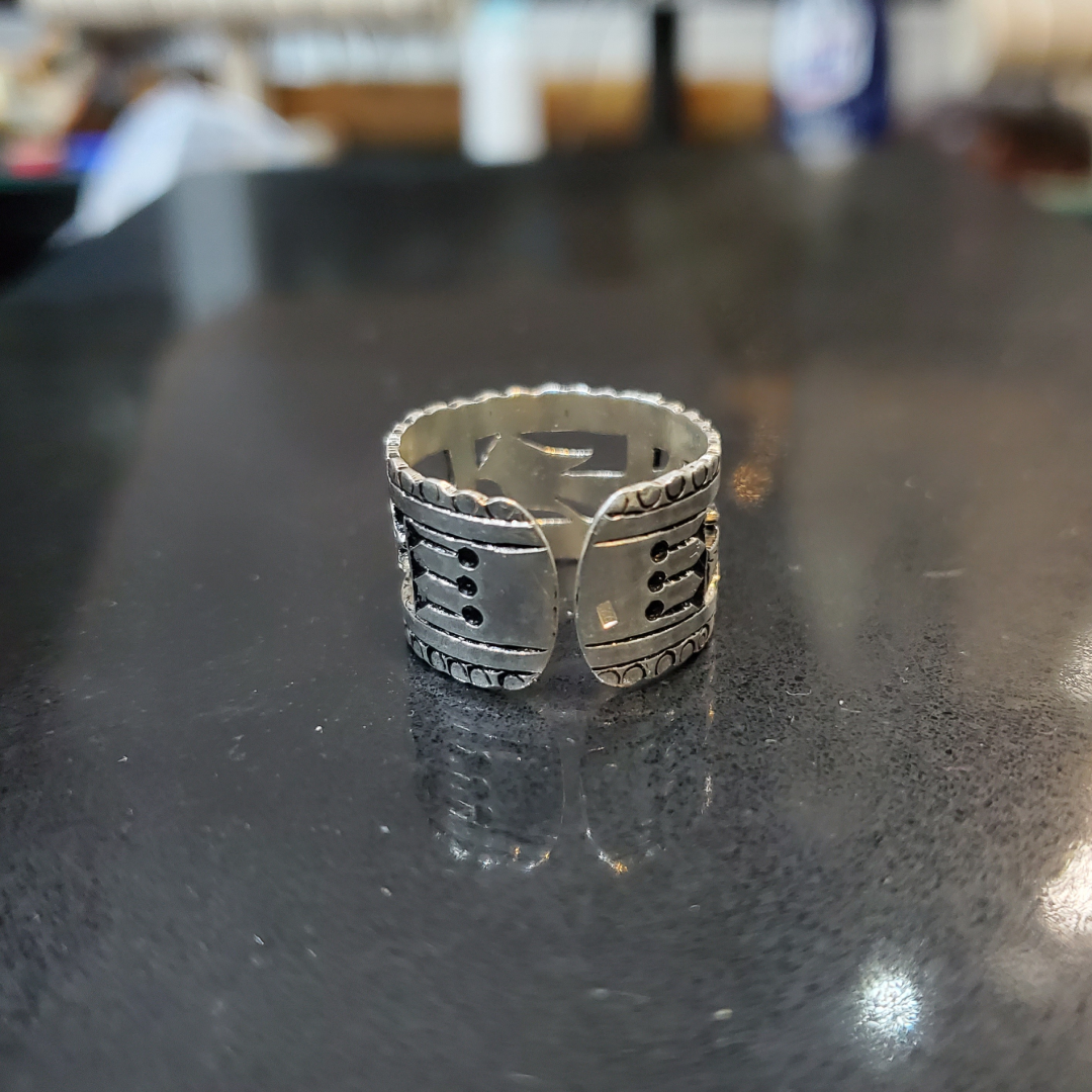 Bague Berbère en Argent 925 - Anneau Large Ajustable Motifs Poissons Gravés Main | Lunja – Image 3