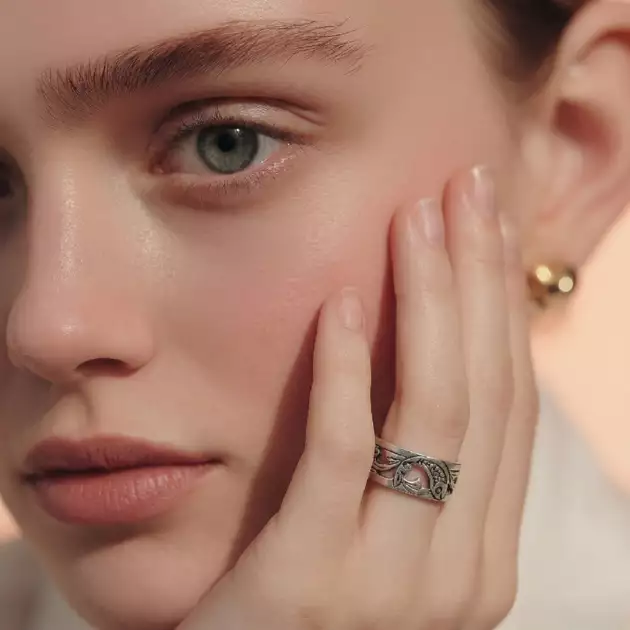 Bague Berbère en Argent 925 - Motif Poisson Gravé Main - Lunja