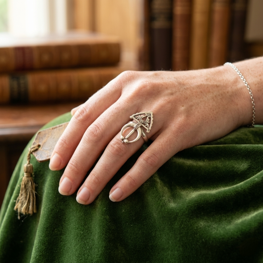 Bague Berbère en Argent 925 - Motif Fibule Gravé Main | Collection Lunja – Image 2