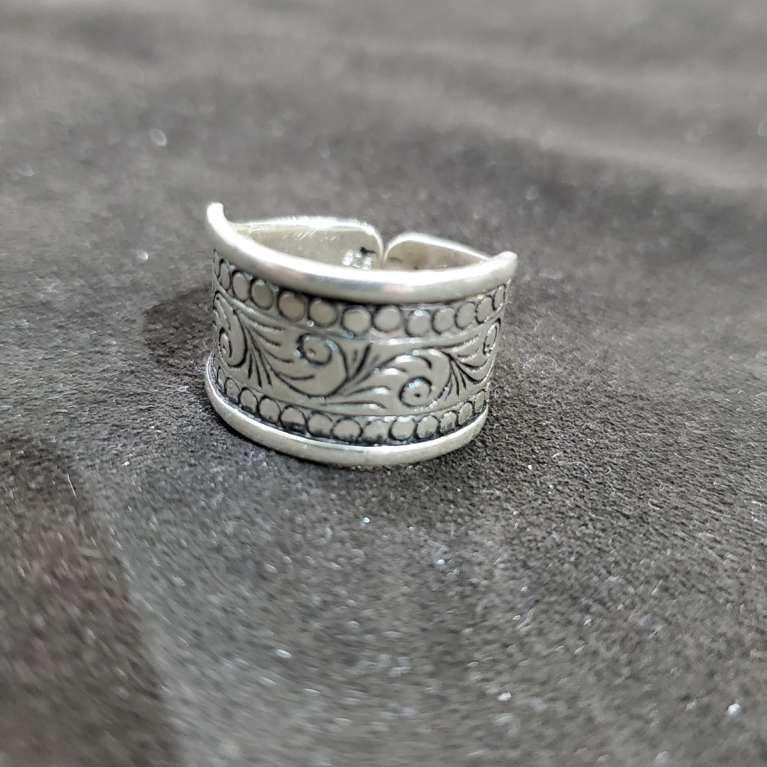 Bague large berbère Largeur 1,3 cm en argent 925 gravée à la main – Image 2