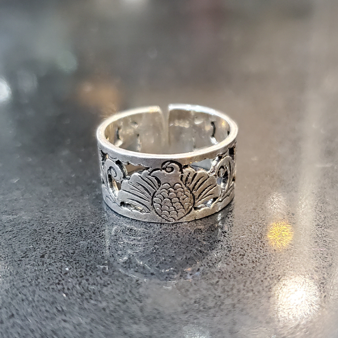 Bague Berbère en Argent 925 – Motif Plume de Paon Gravé Main | Lunja – Image 2