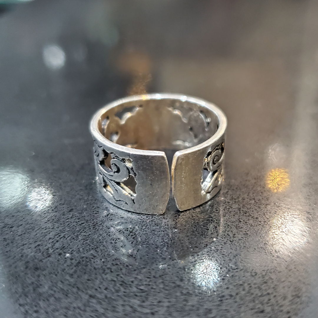 Bague Berbère en Argent 925 – Motif Plume de Paon Gravé Main | Lunja – Image 3