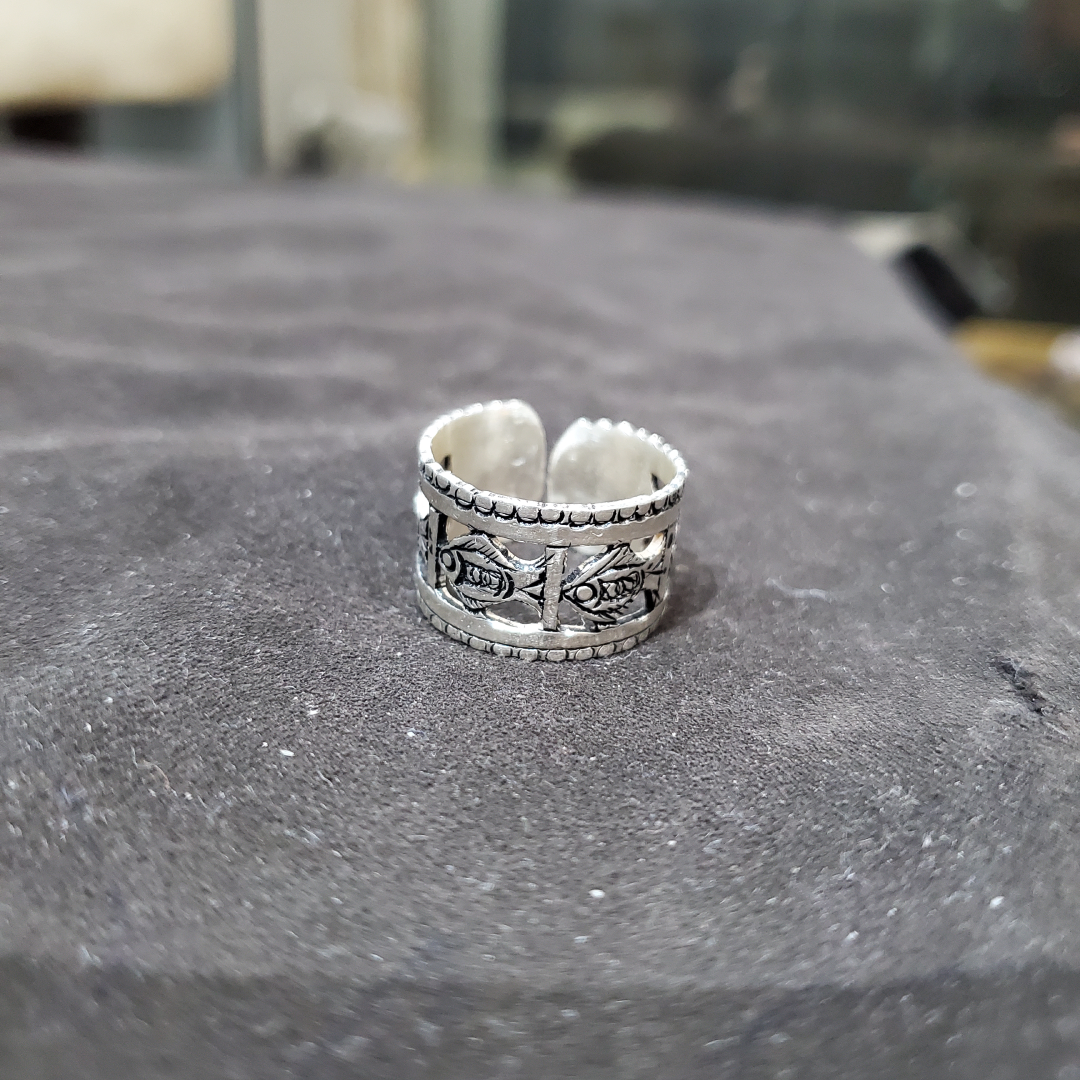 Bague Berbère en Argent 925 Motif Poisson Artisanal – Image 3