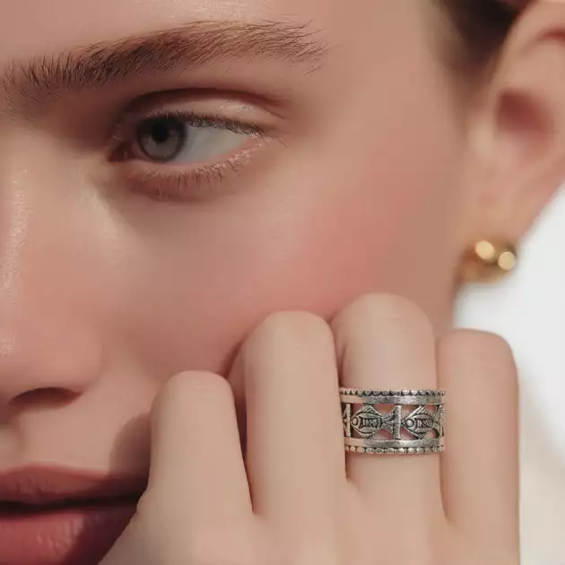 Bague Berbère en Argent 925  Motif Poisson Artisanal