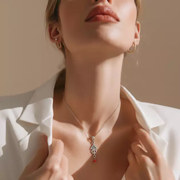 Parure Fibule Berbère en Argent 925 et Corail Naturel – Artisanat Lunja Fait Main