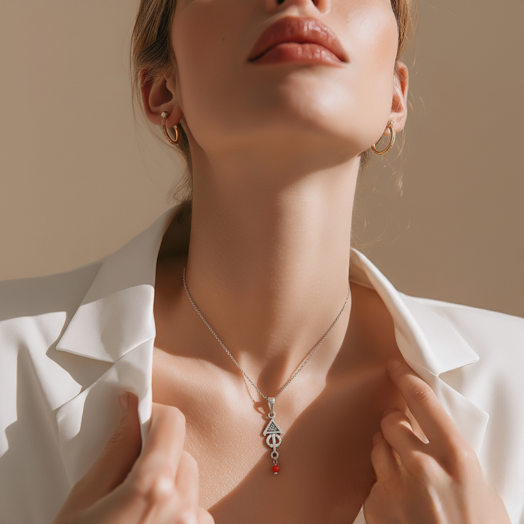 Parure Fibule Berbère en Argent 925 et Corail Naturel – Artisanat Lunja Fait Main