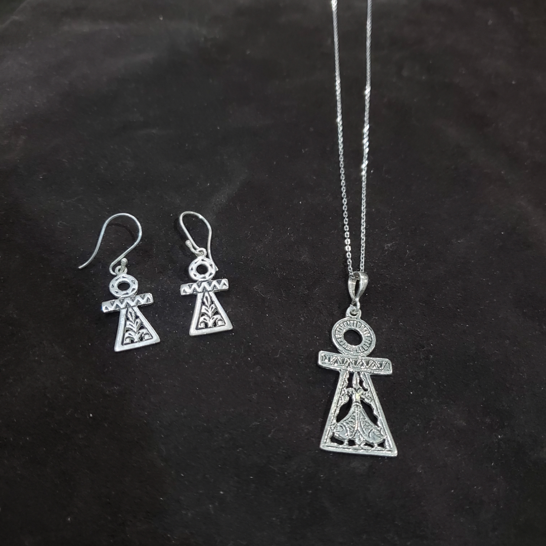 Parure Tanit en Argent 925 - Collier 45cm & Boucles d'Oreilles + Certificat – Image 2