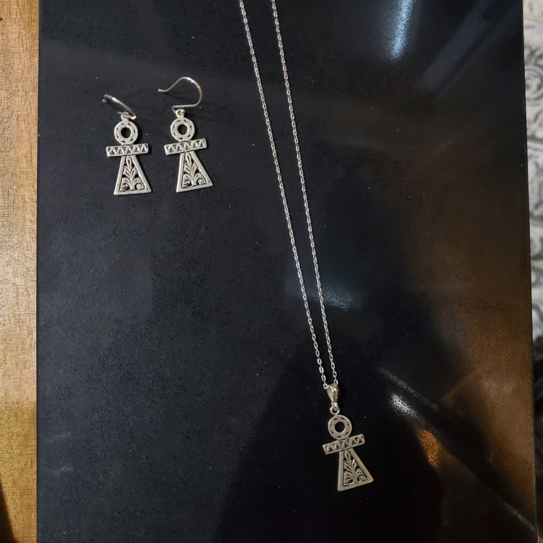 Parure Berbère en Argent 925 – Collier et Boucles d’Oreilles Croix de Vie (Ankh) – Artisanat Lunja – Image 3