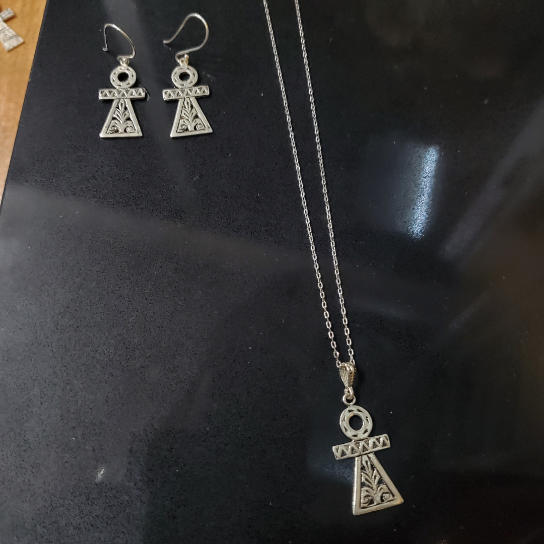 Parure Berbère en Argent 925 – Collier et Boucles d’Oreilles Croix de Vie (Ankh) – Artisanat Lunja – Image 2