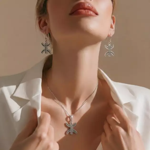 Parure Berbère Argent 925 | Collier et Boucles d'Oreilles Yaz - Lunja