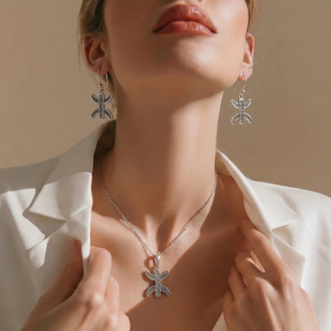 Parure Berbère Argent 925 | Collier et Boucles d'Oreilles Yaz - Lunja