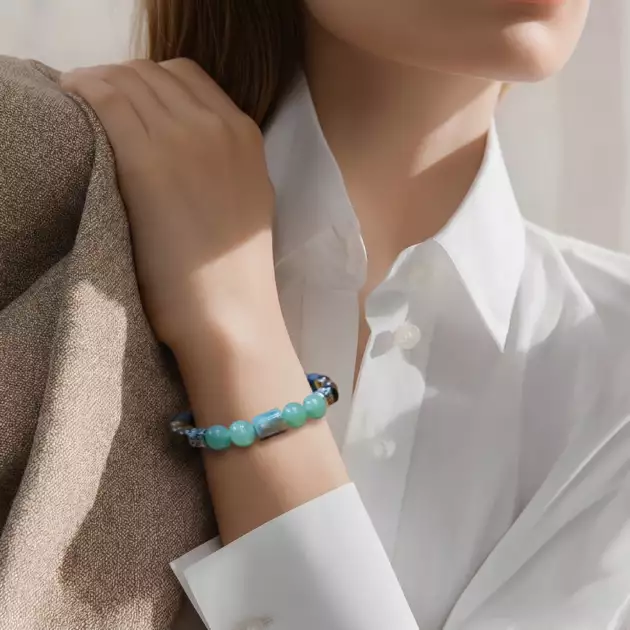 Bracelet "Lunja" en Pierres Naturelles | Aventurine, Agate & Œil de Tigre