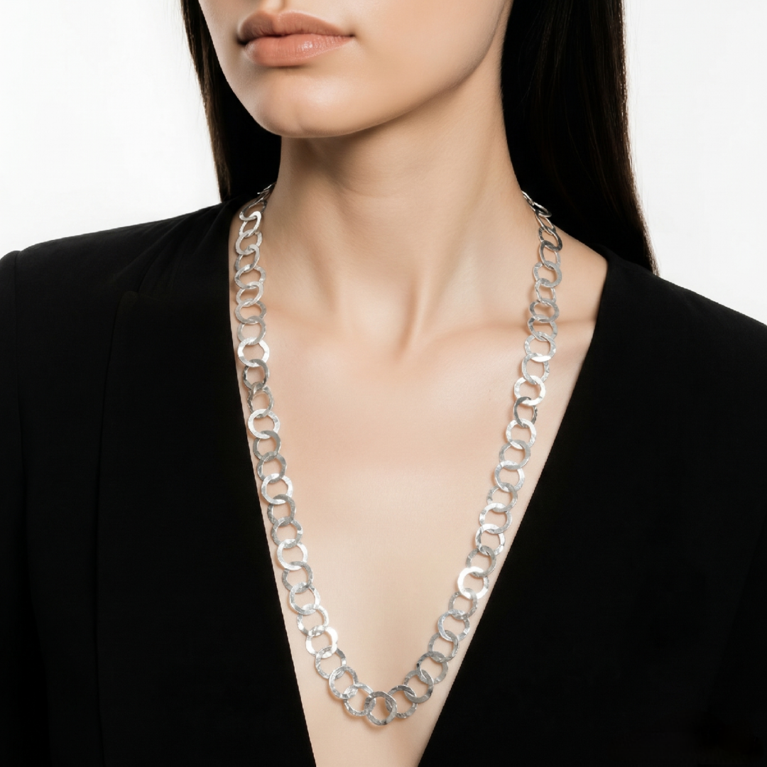Sautoir Rihanna Berbère en Argent – Artisanat Tunisien Fait Main