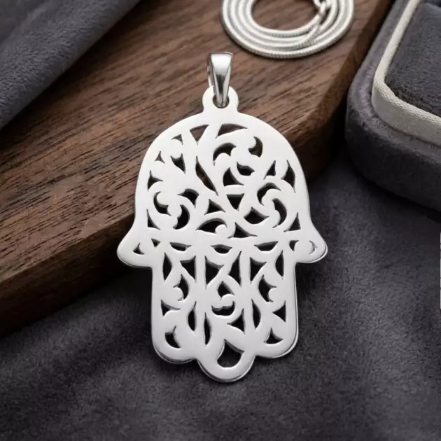 Pendentif Khomsa Berbère en Argent Massif Artisanat Tunisien Fait Main (7,2g)